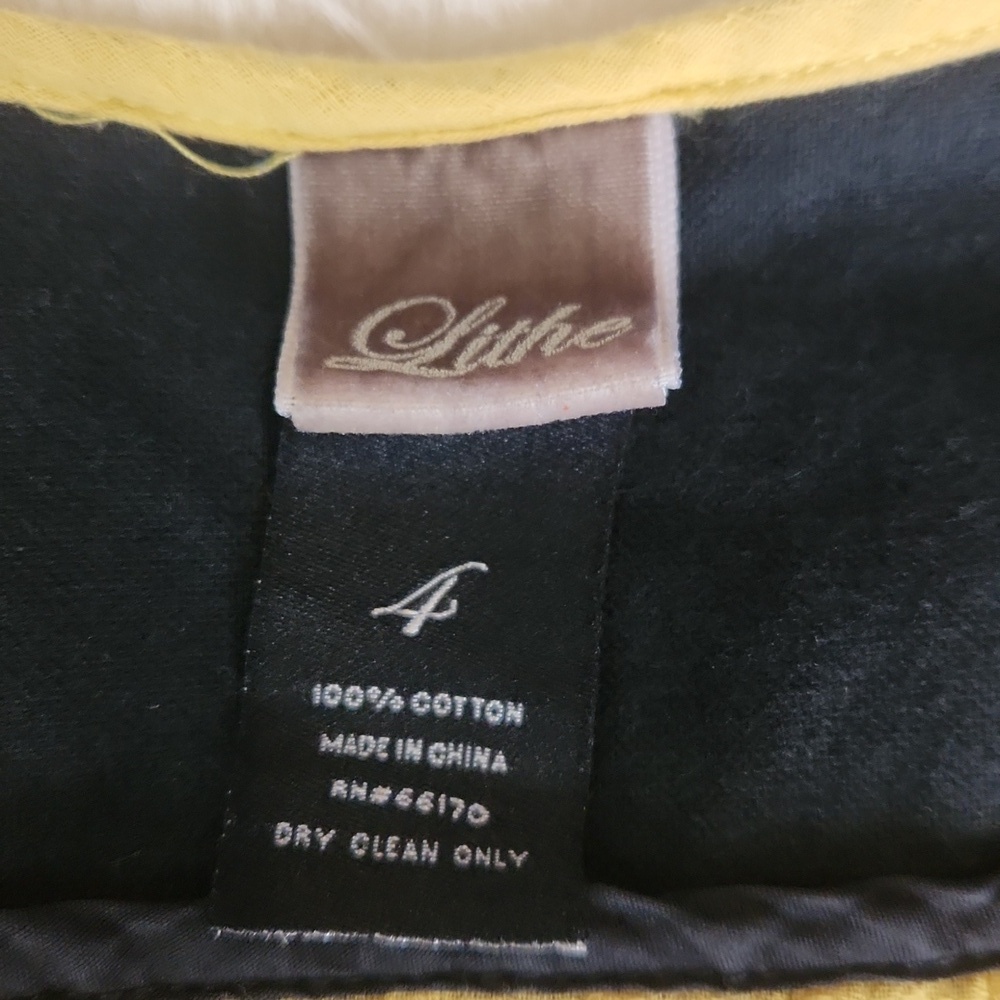 Anthropologie Lithe Cotton Ochre Black Velvet Womens Dress - Picture 3 of 5